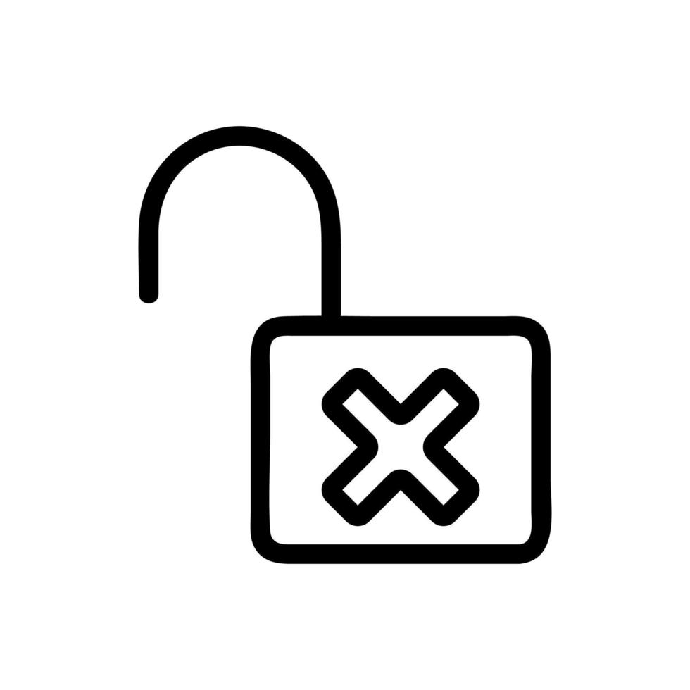 Lock hacked vector icon. Isolated contour symbol illustration