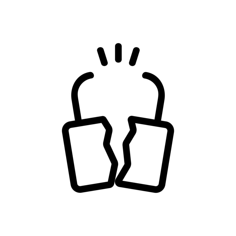 Broken lock icon vector. Isolated contour symbol illustration vector