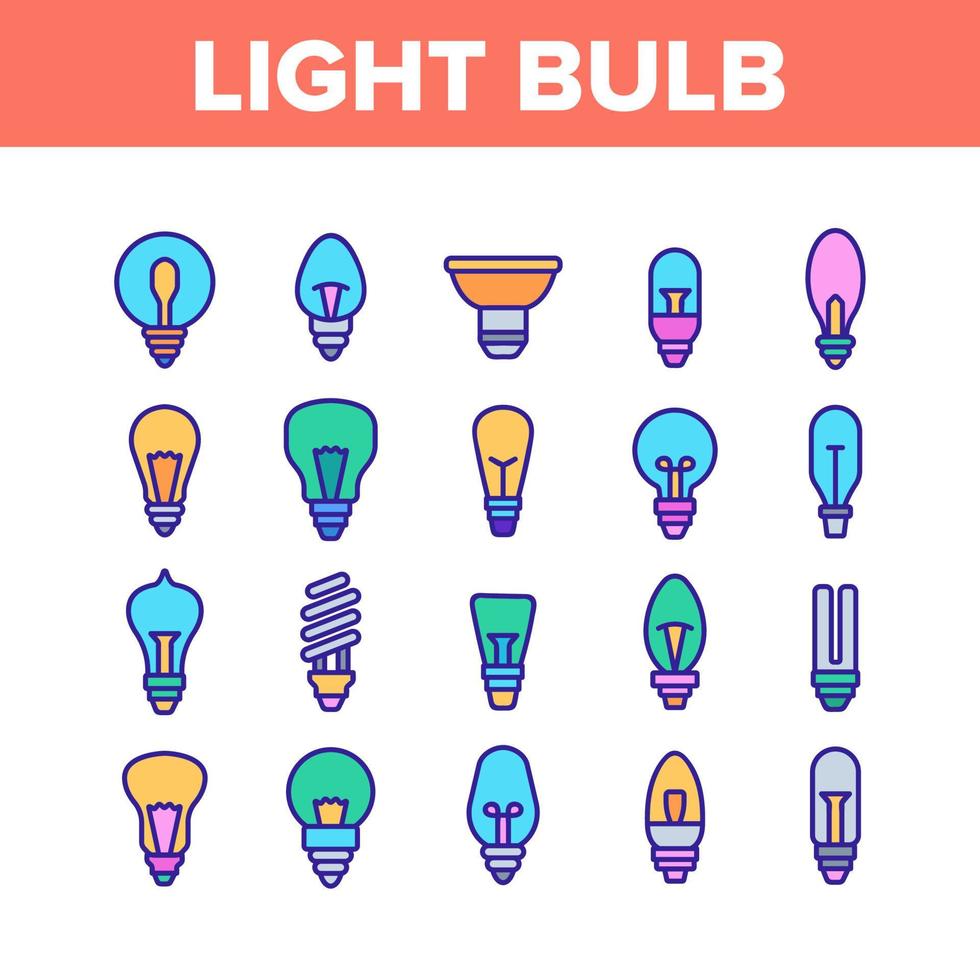 Light Bulb Collection Elements Icons Set Vector