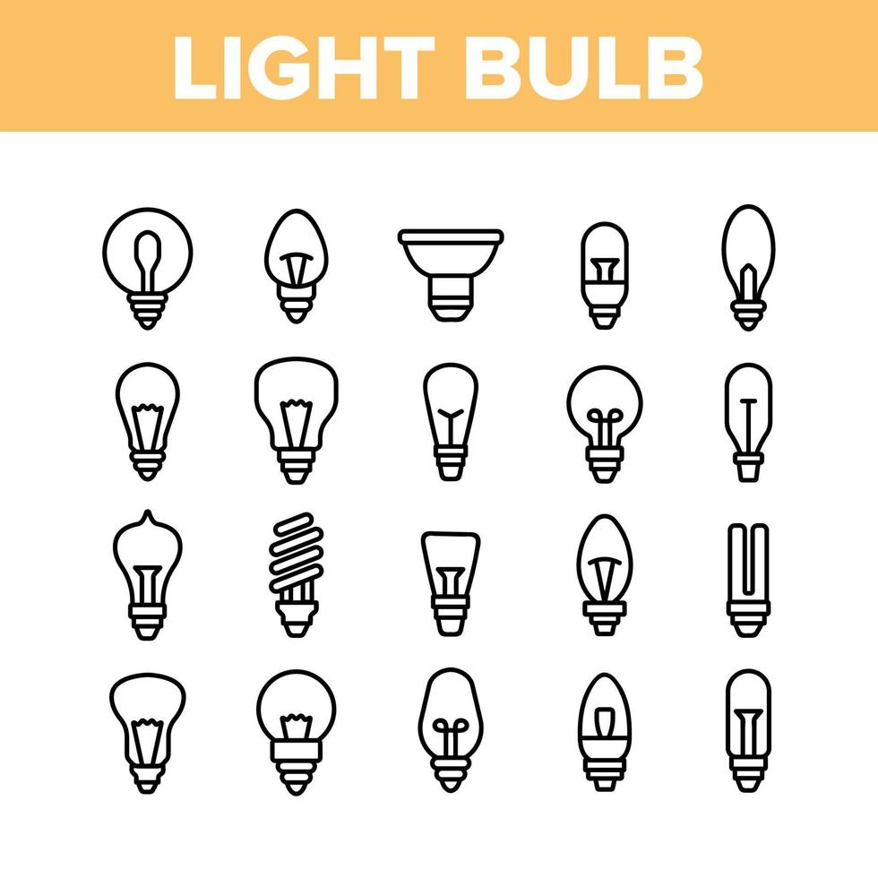 Light Bulb Collection Elements Icons Set Vector