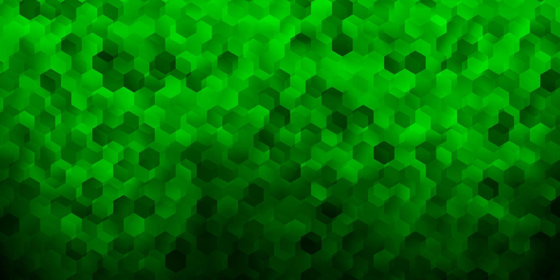 Dark green vector layout with shapes of hexagons.