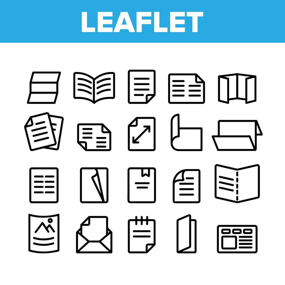 Leaflet Paper Collection Elements Icons Set Vector