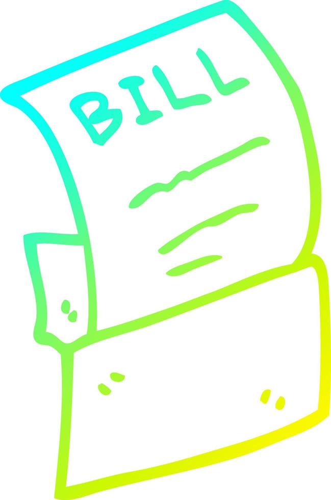 cold gradient line drawing cartoon bill in envelope vector