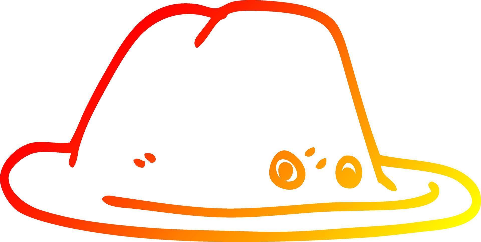 warm gradient line drawing cartoon hat vector