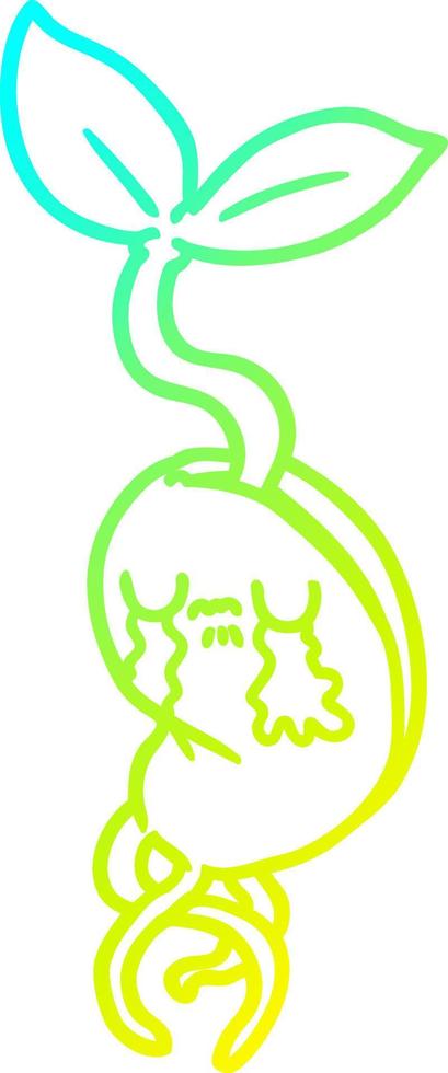 cold gradient line drawing cartoon sprouting seedling vector