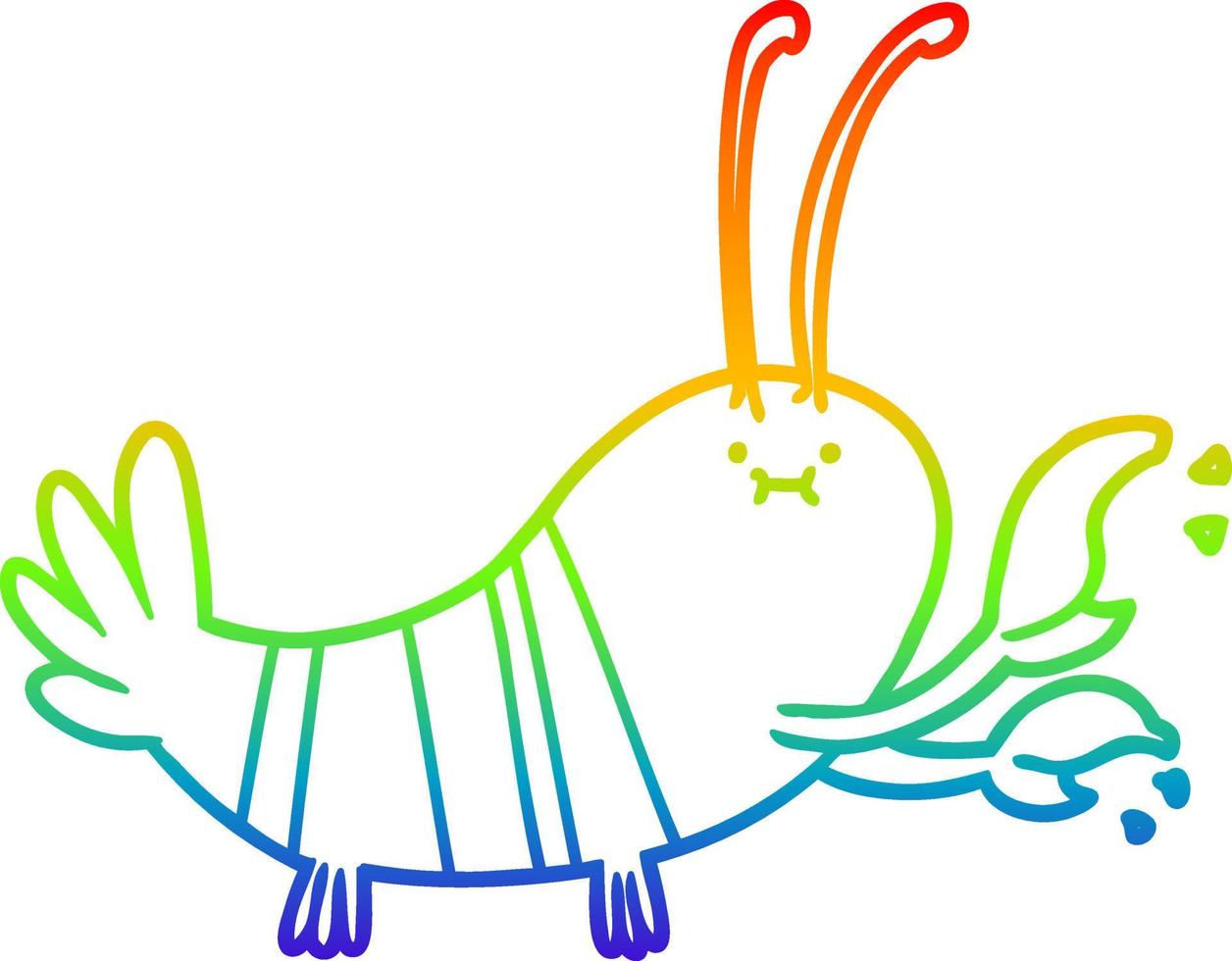rainbow gradient line drawing cartoon lobster vector