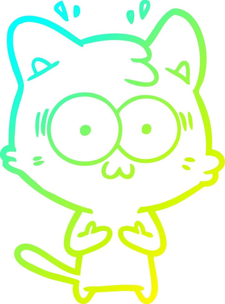 cold gradient line drawing cartoon surprised cat vector