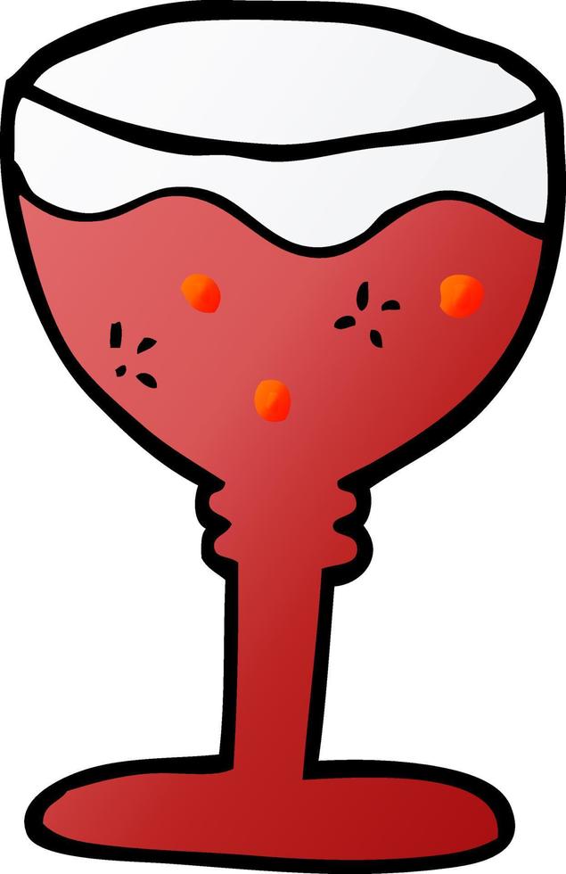 cartoon doodle red wine glass vector