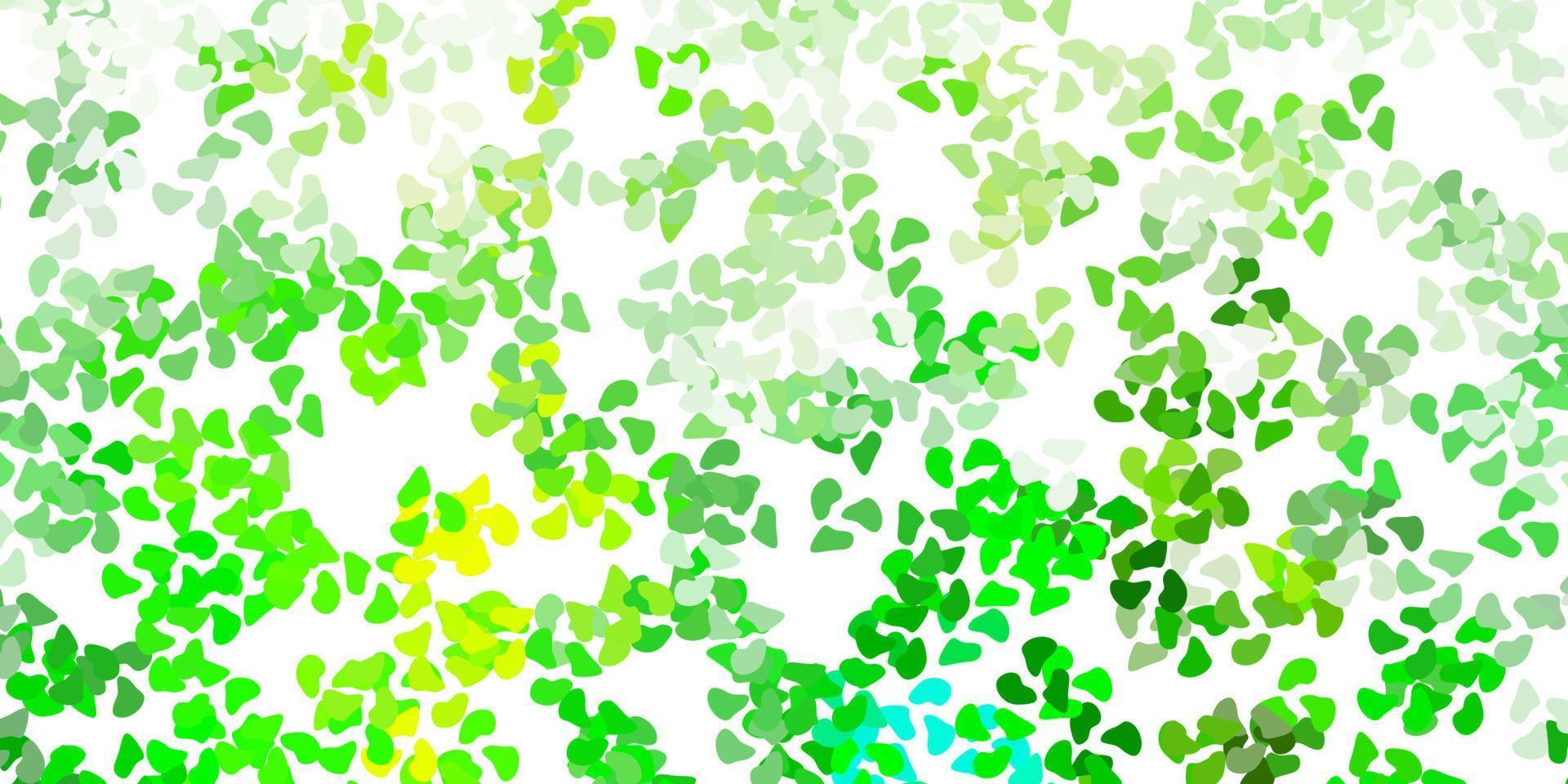 Light green, yellow vector backdrop with chaotic shapes.