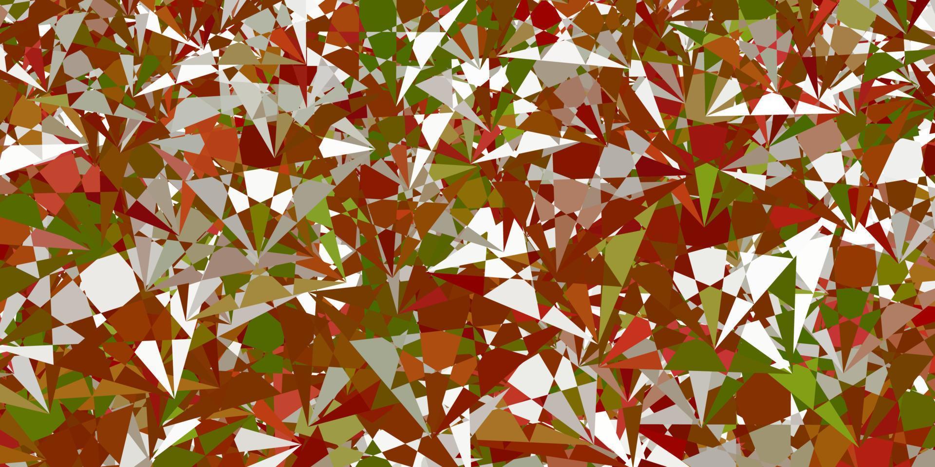 textura de vector verde claro, amarillo con triángulos al azar.