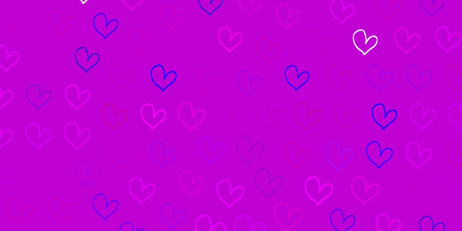 Light Pink vector template with doodle hearts.