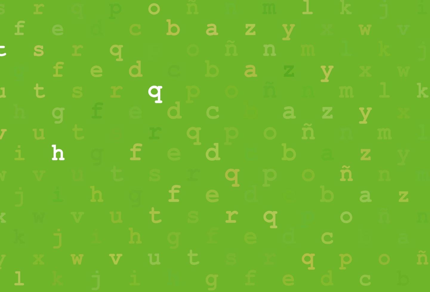 Light green, yellow vector layout with latin alphabet.