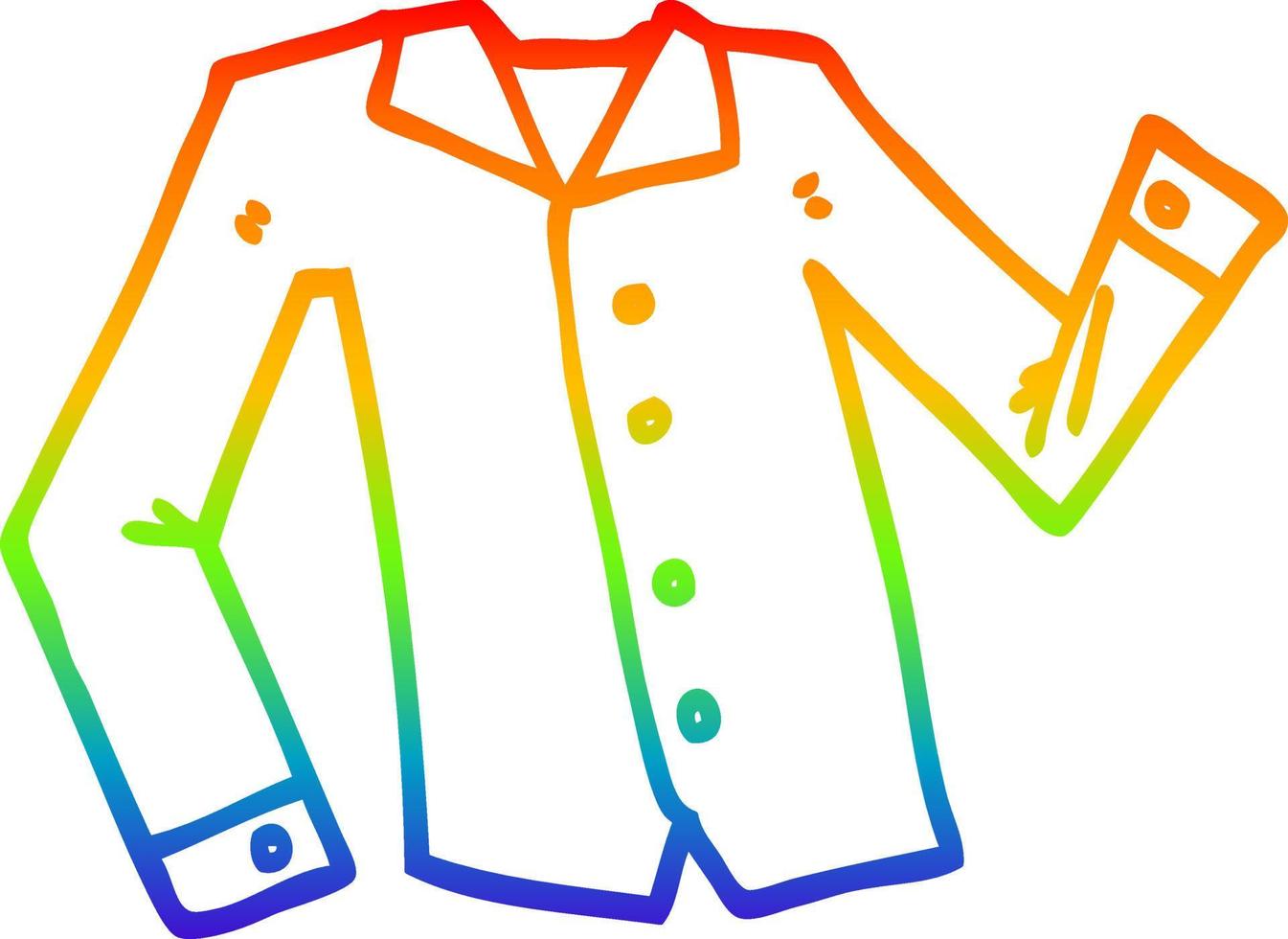 camisa de trabajo de dibujos animados de dibujo de línea de degradado de arco iris vector