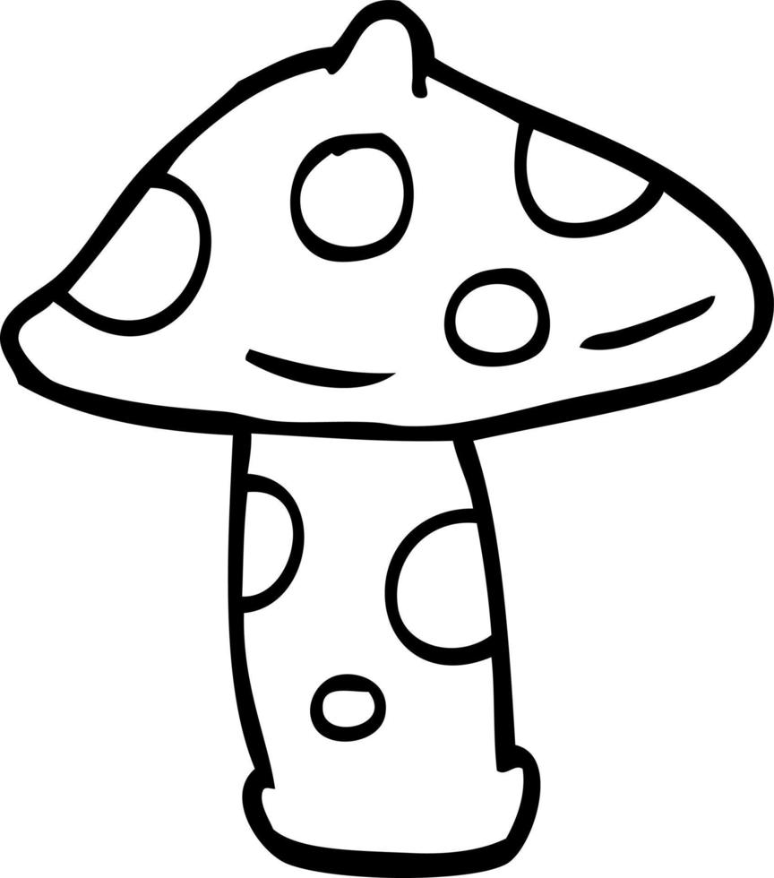 line drawing cartoon mushroom vector