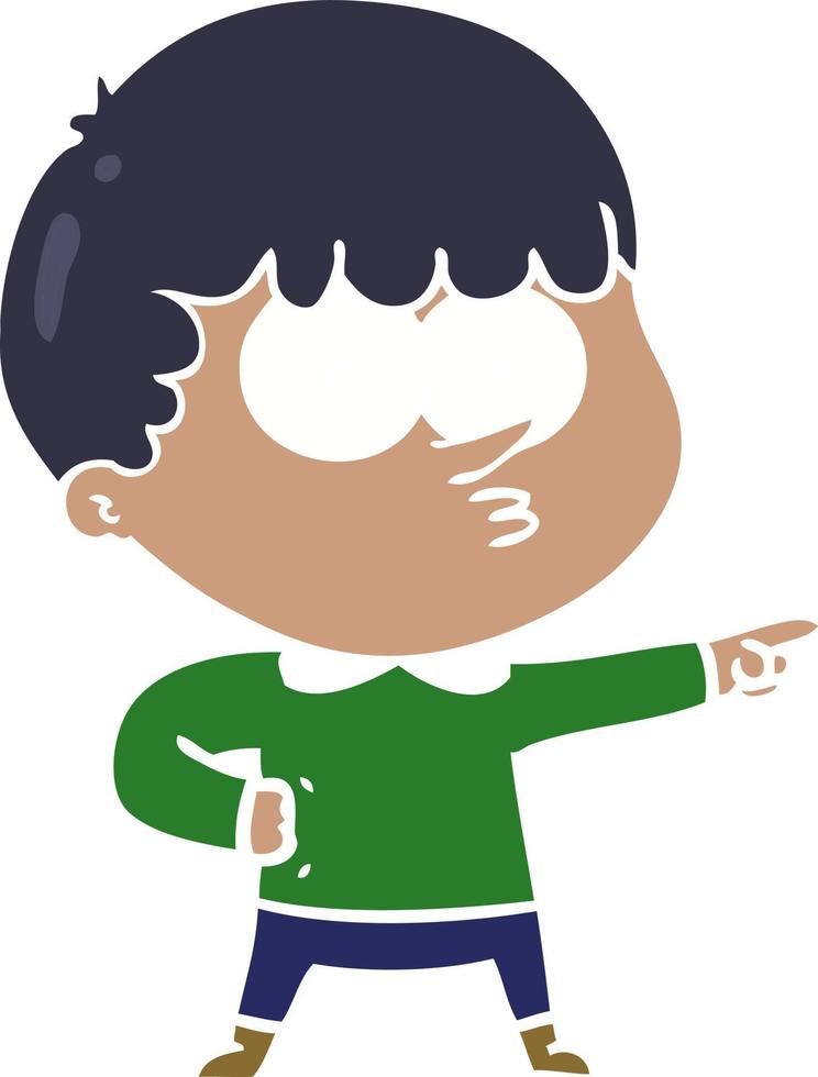 flat color style cartoon pointing boy vector