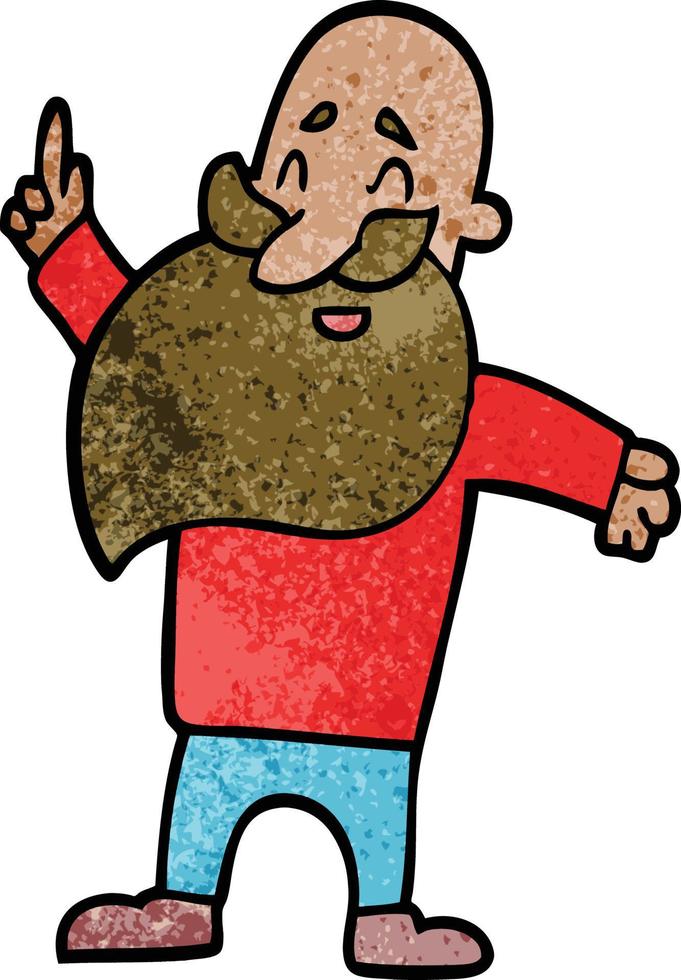 cartoon doodle man with beard vector