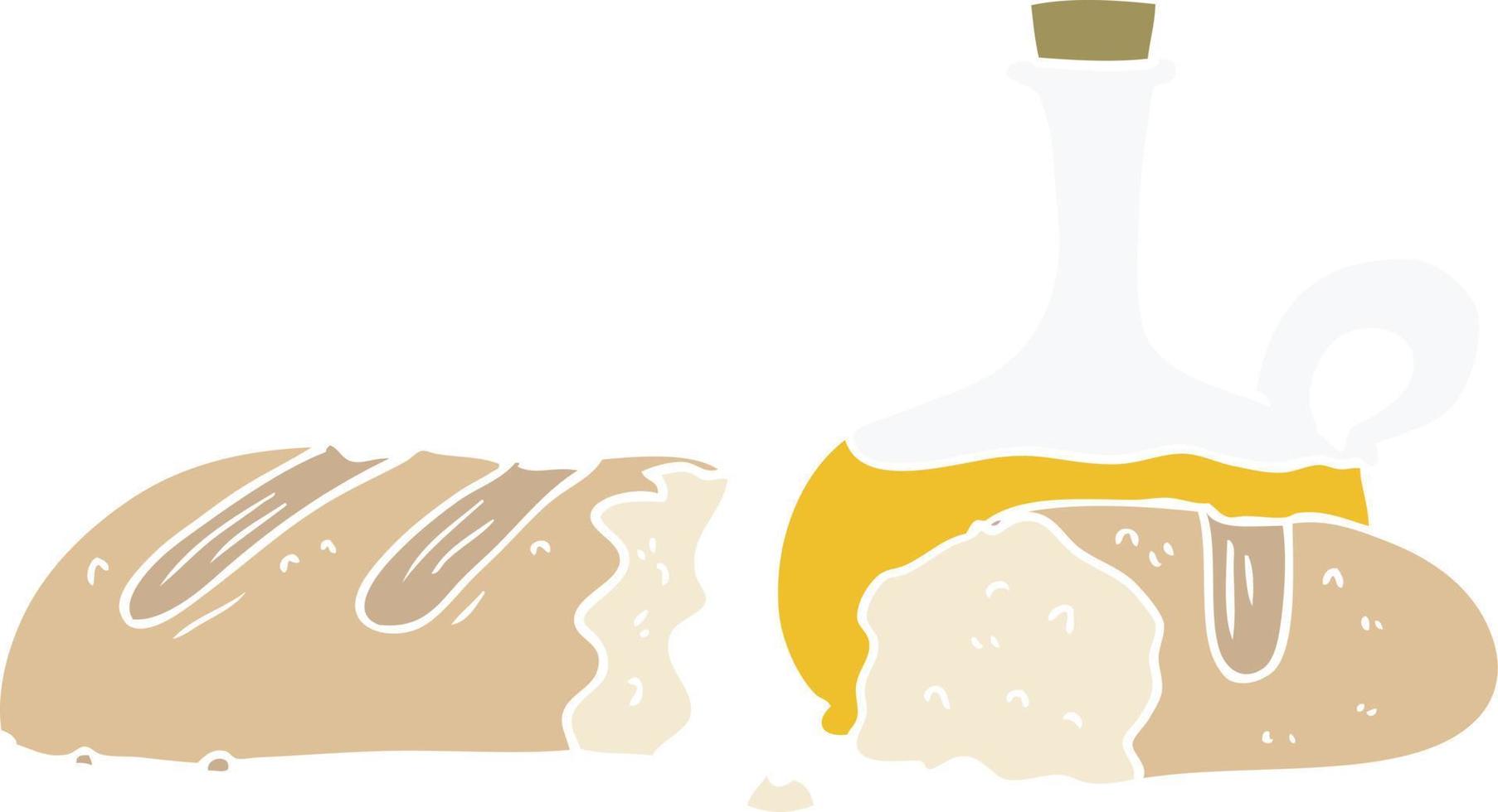 bread and oil flat color style cartoon vector