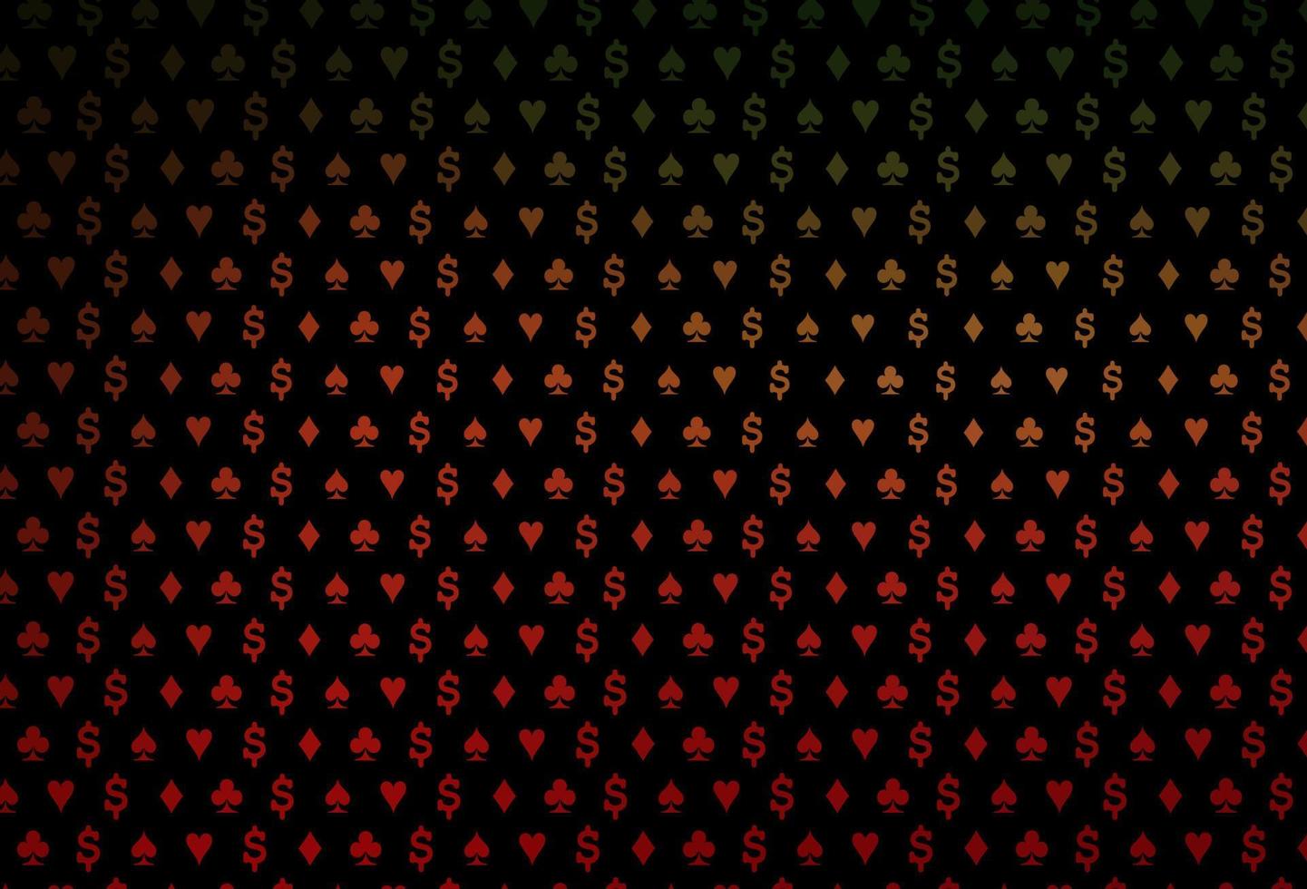 Dark green, red vector pattern with symbol of cards.