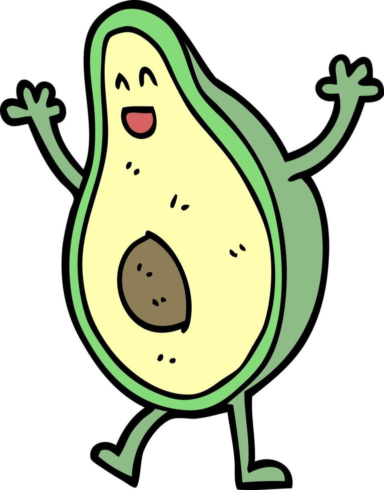 cartoon doodle dancing avocado vector
