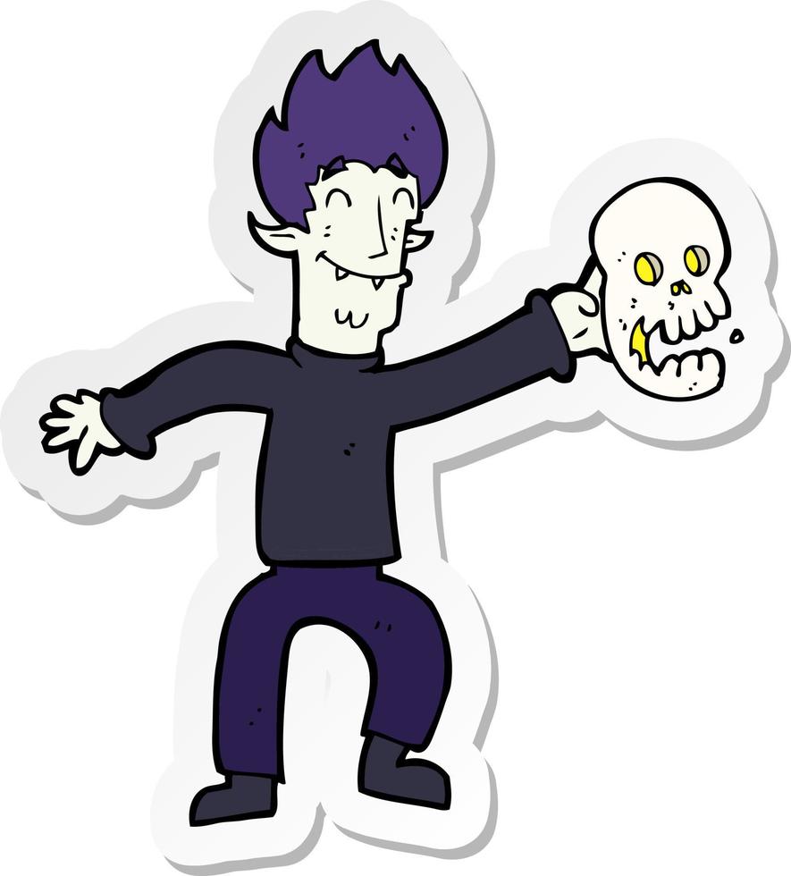 sticker of a cartoon spooky vampire vector