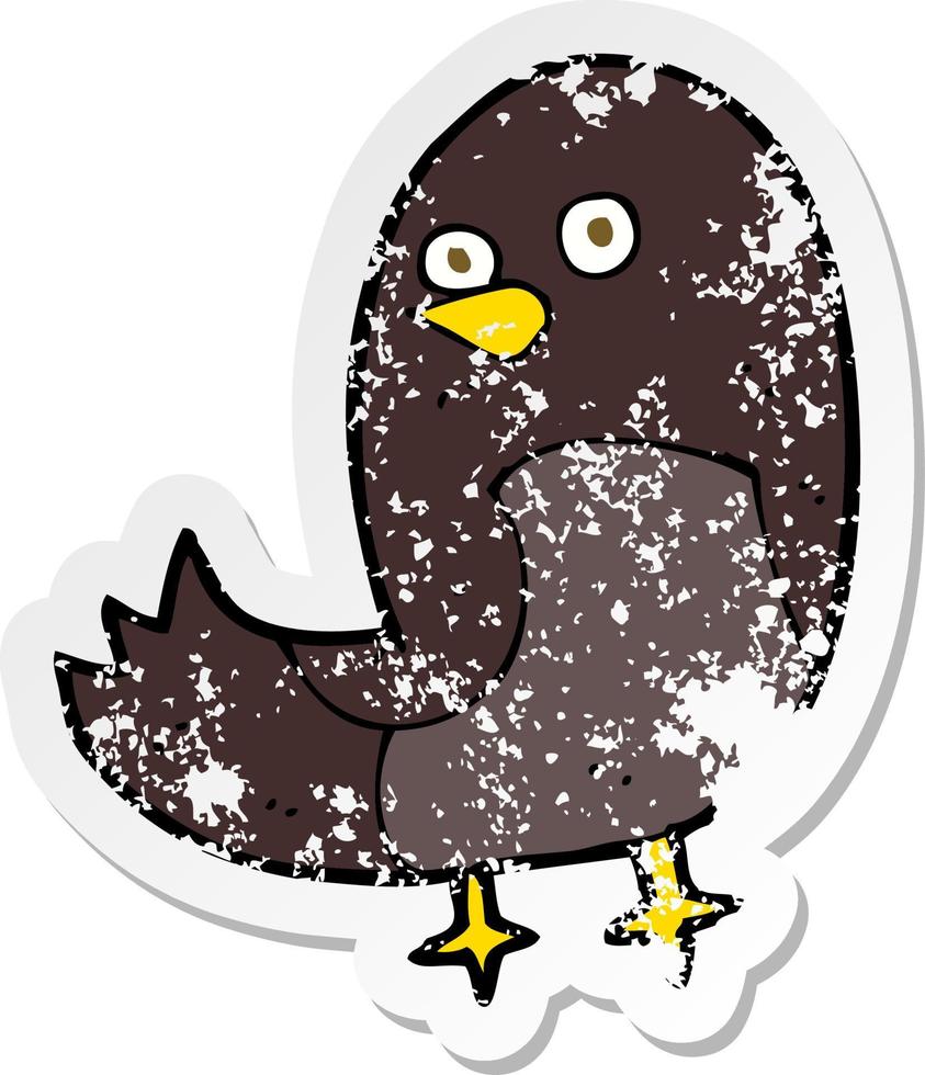 retro distressed sticker of a cartoon bird vector