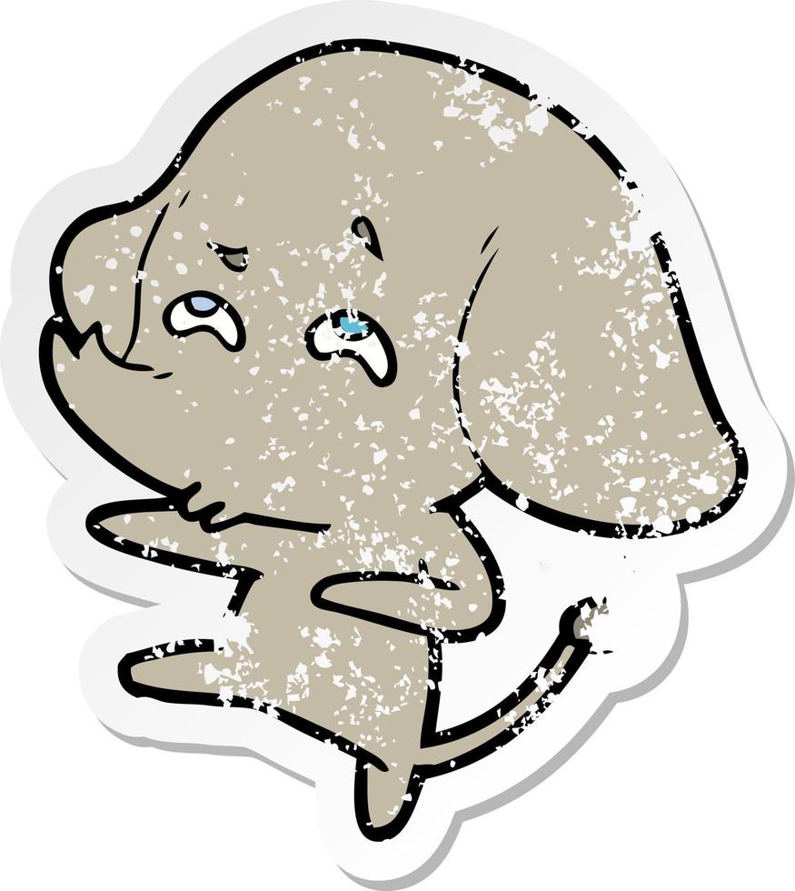 distressed sticker of a cartoon elephant remembering vector