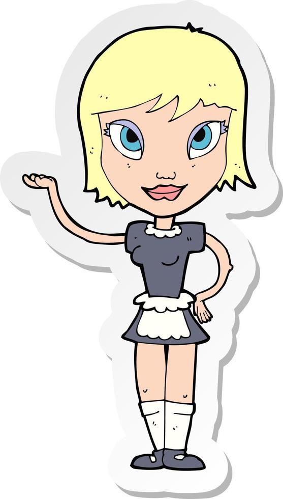 sticker of a cartoon maid vector