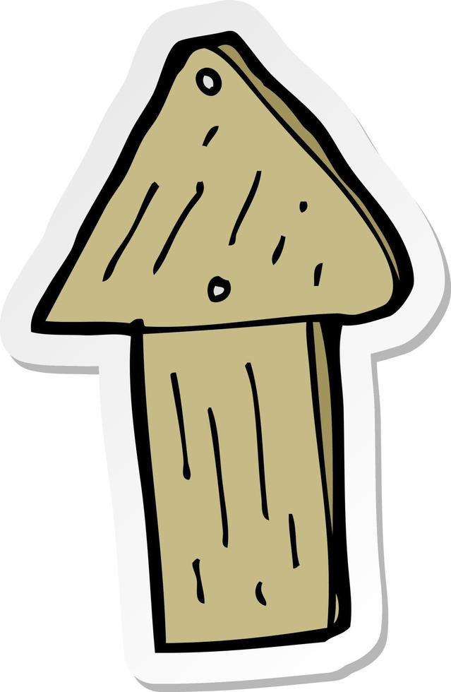 pegatina de un símbolo de flecha de madera de dibujos animados vector