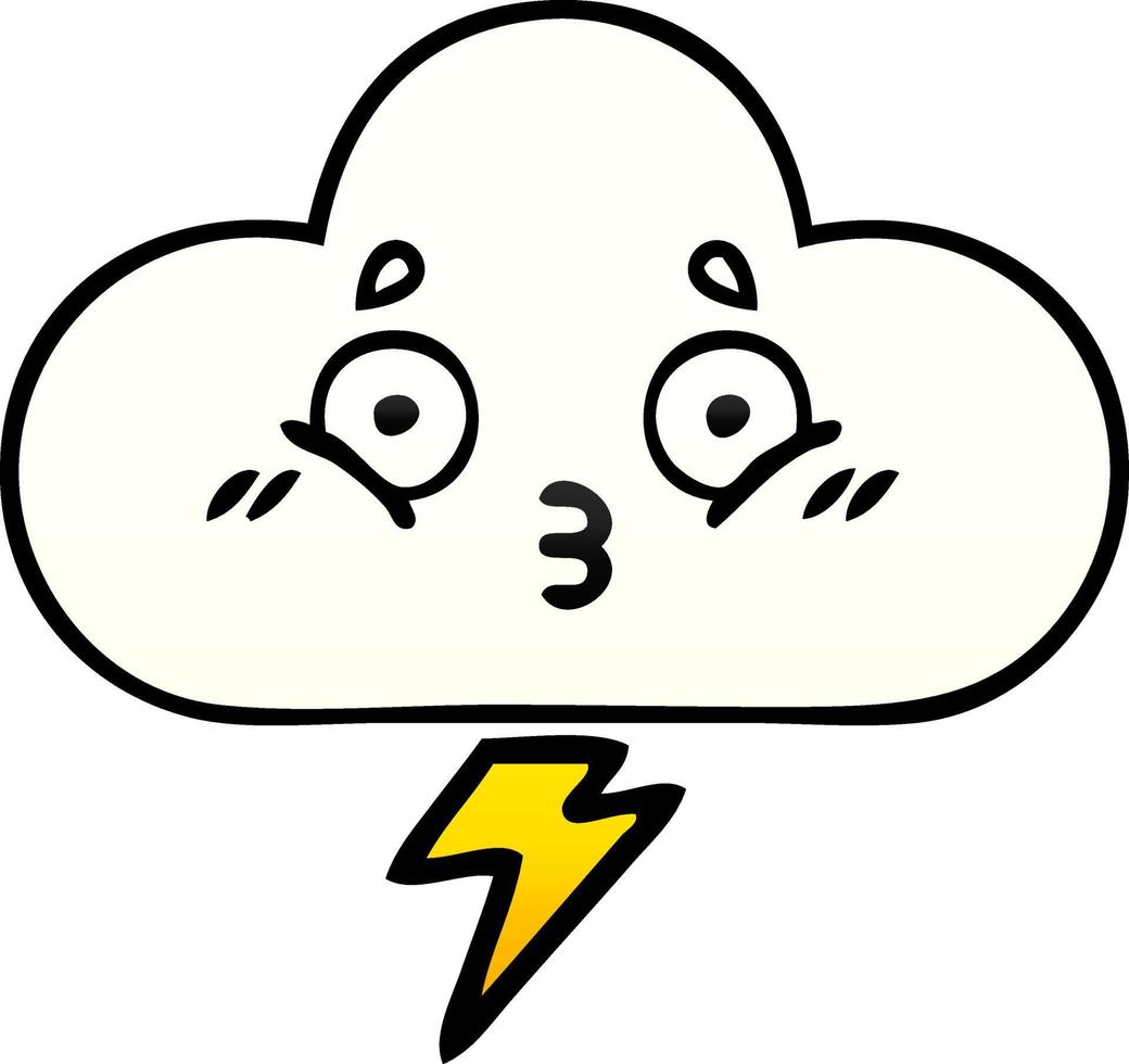 gradient shaded cartoon thunder cloud vector
