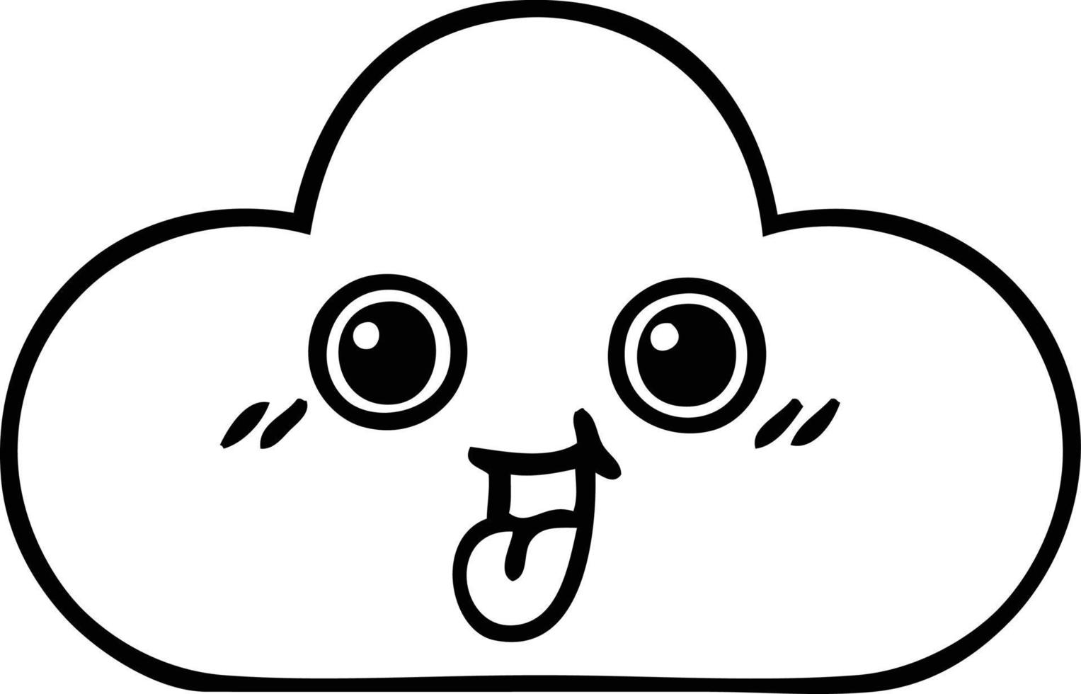 line drawing cartoon snow cloud vector