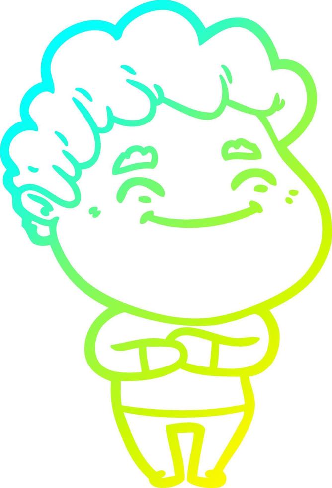 cold gradient line drawing cartoon friendly man vector