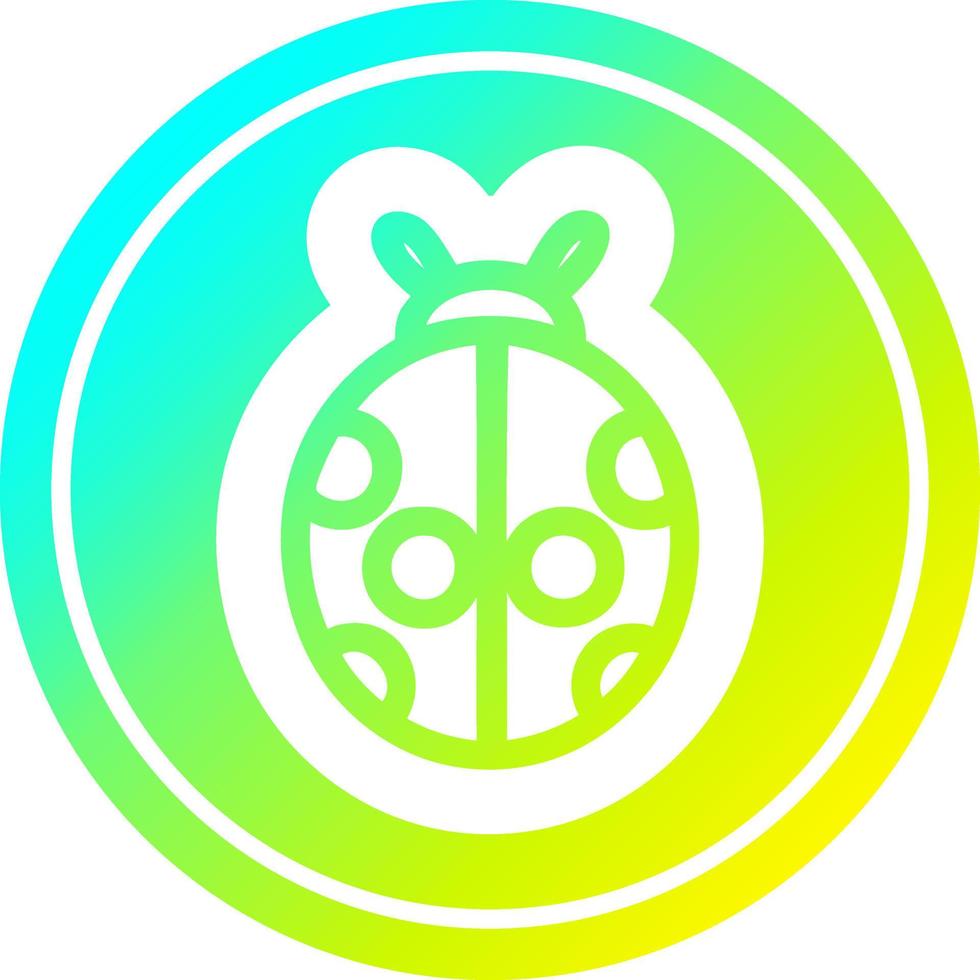 cute ladybug in cold gradient spectrum vector