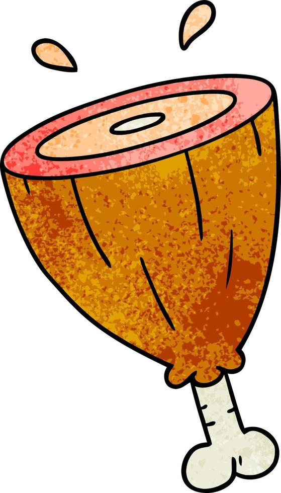 textured cartoon doodle of a joint of ham vector