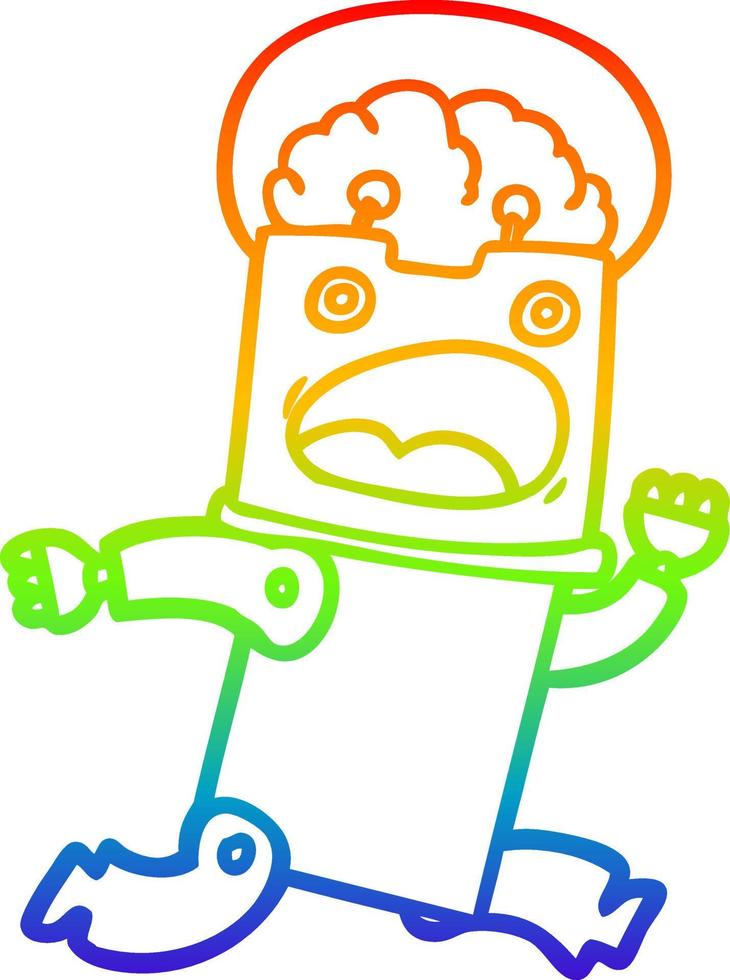 rainbow gradient line drawing cartoon robot vector