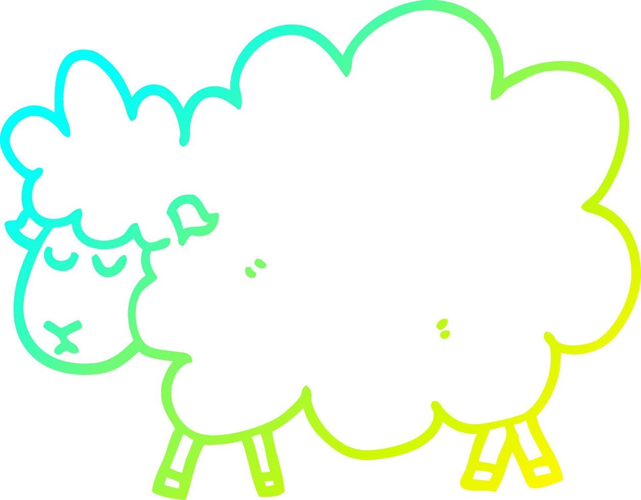 cold gradient line drawing cartoon sheep vector