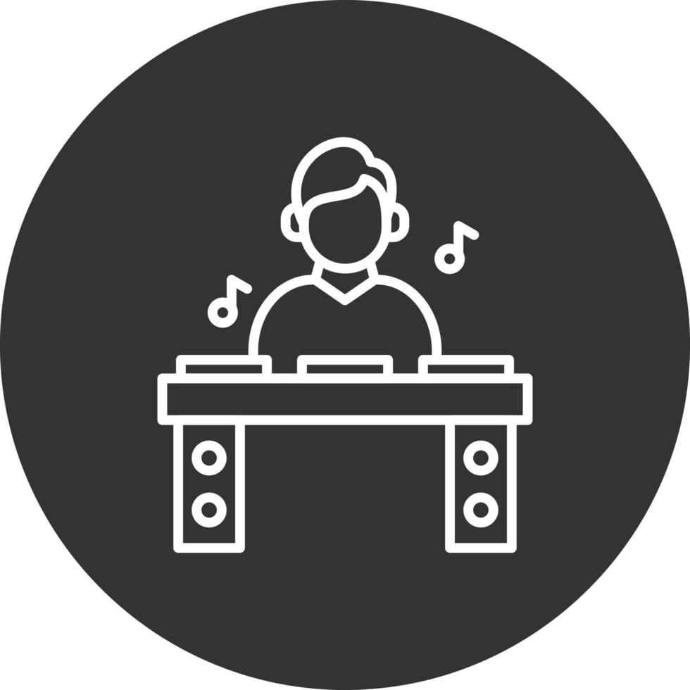 icono de línea invertida de dj vector