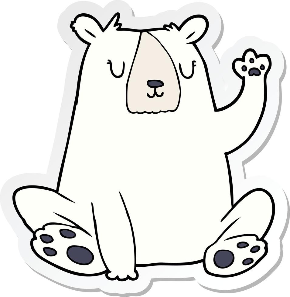 sticker of a cartoon polar bear vector