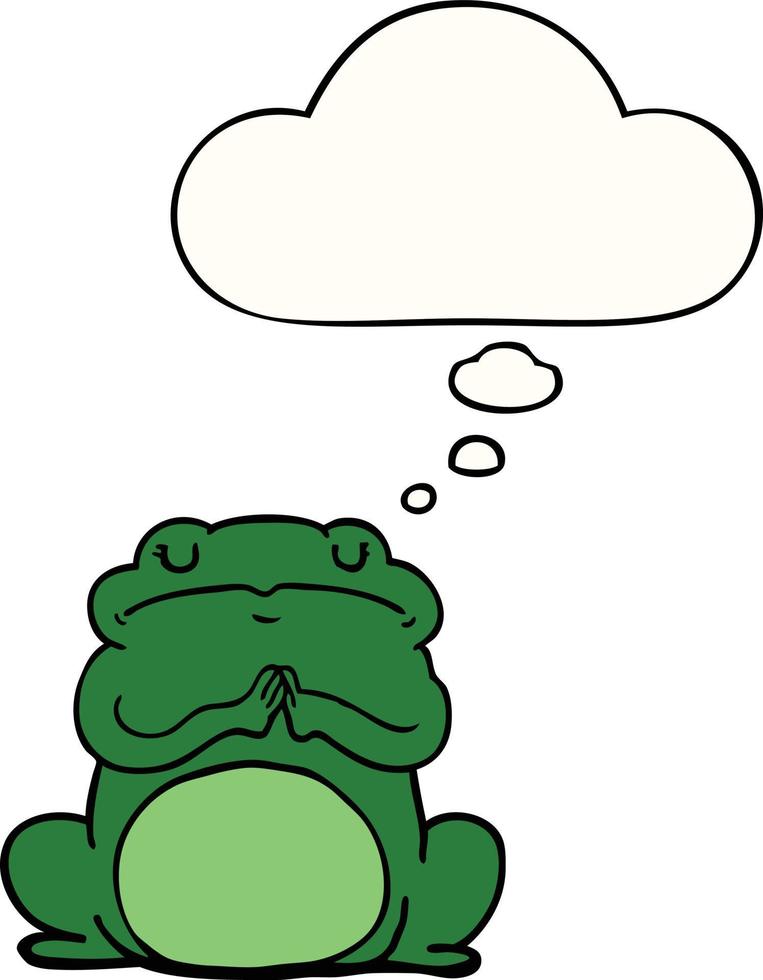 cartoon arrogant frog and thought bubble vector