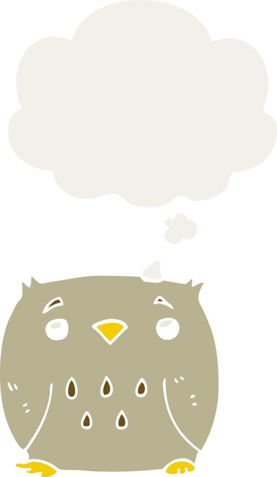 cartoon owl and thought bubble in retro style vector