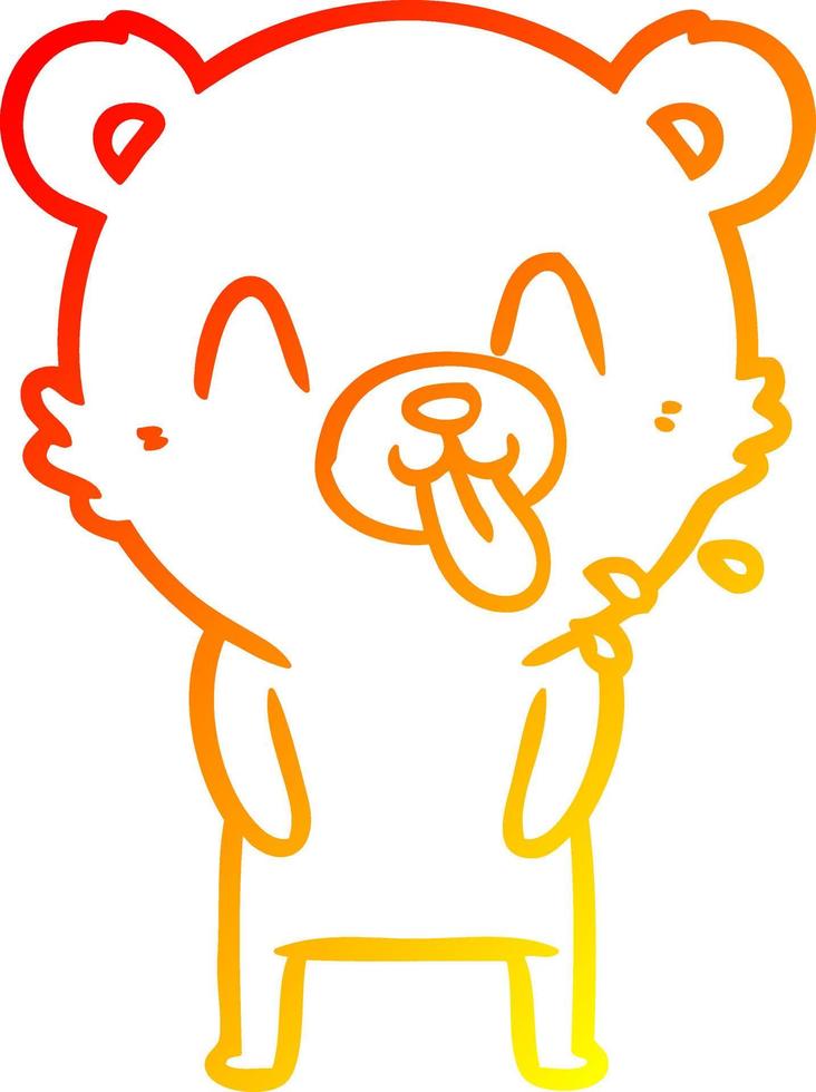 warm gradient line drawing rude cartoon bear vector