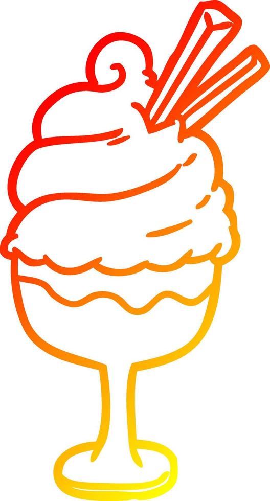 postre de helado de dibujo de línea de degradado cálido vector