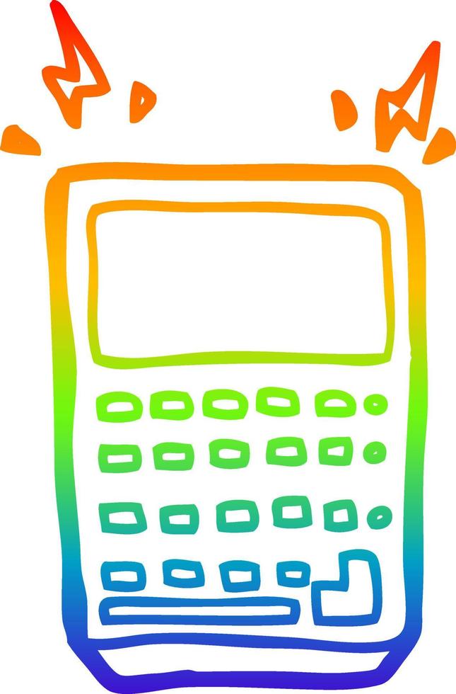 calculadora de dibujos animados de dibujo de línea de gradiente de arco iris vector