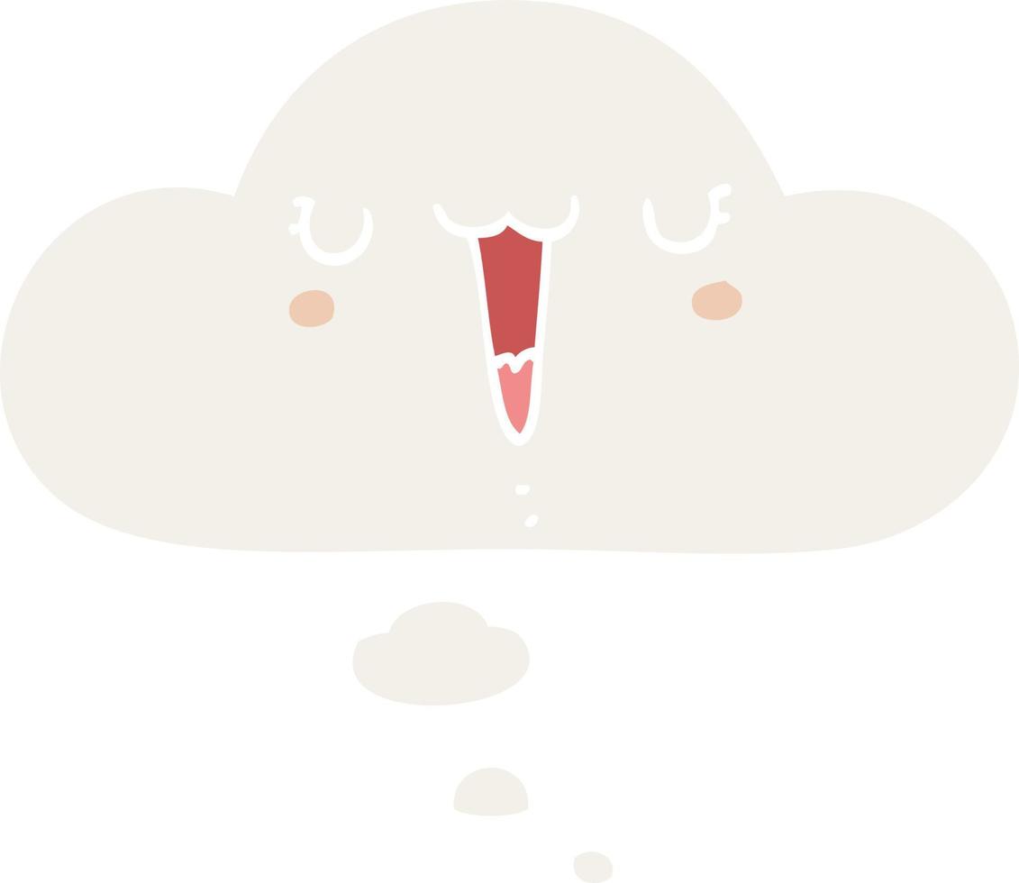 cute happy cartoon face and thought bubble in retro style vector