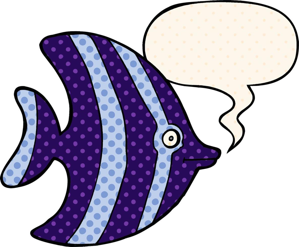 cartoon angel fish and speech bubble in comic book style vector