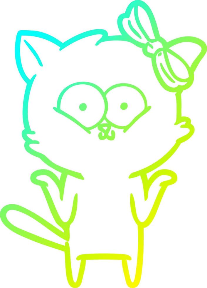 cold gradient line drawing cartoon cat vector