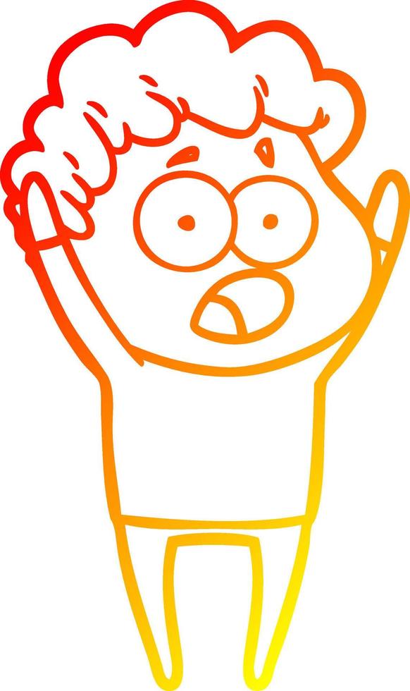 warm gradient line drawing cartoon man gasping in surprise vector