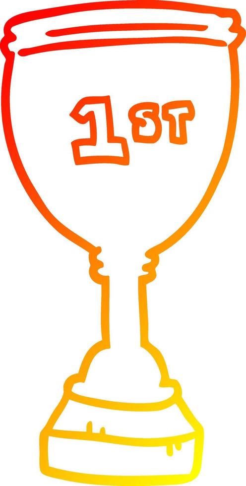 warm gradient line drawing cartoon sports trophy vector