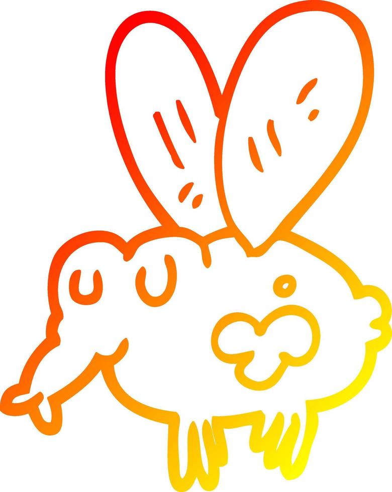 warm gradient line drawing cartoon fly vector