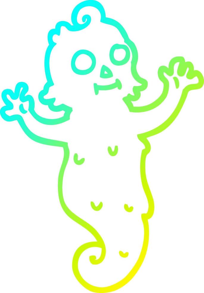 cold gradient line drawing cartoon spooky ghost vector