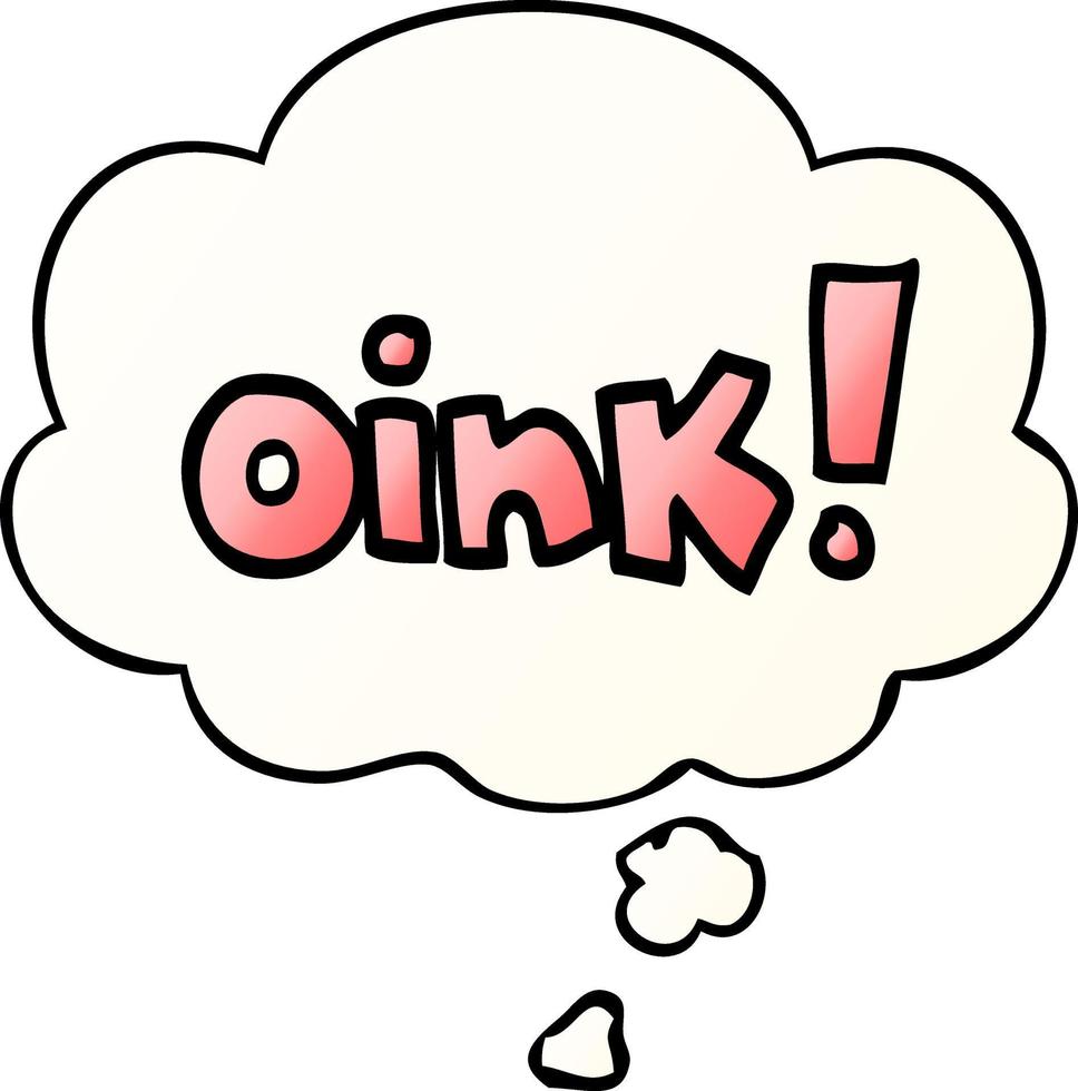 cartoon word oink and thought bubble in smooth gradient style vector